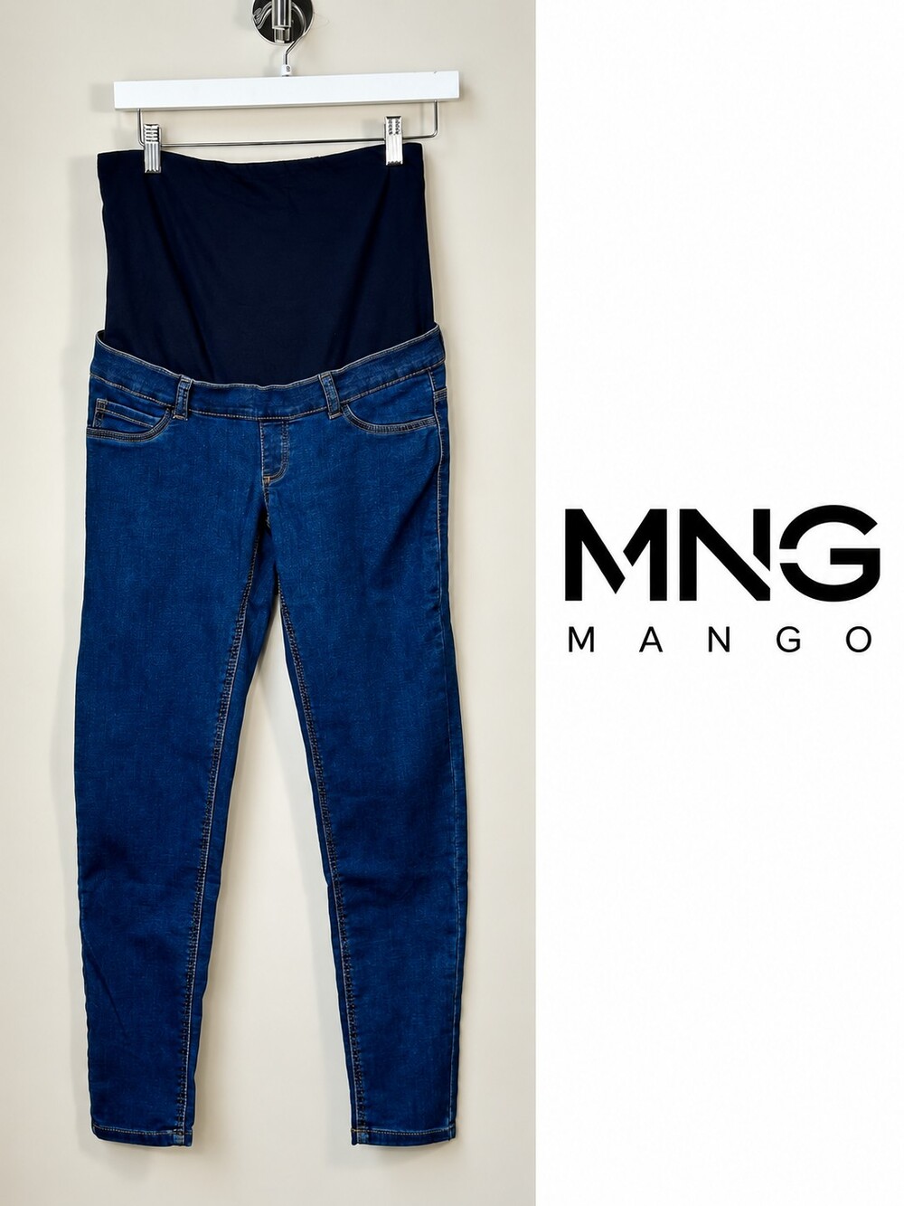 MNG Mango Maternity Skinny Jeans Size S Blue Over Belly Stretch